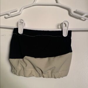 handmade upcycled recycled black and beige tube top size xxs
